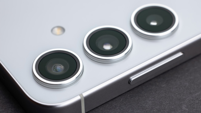A close-up of smartphone cameras