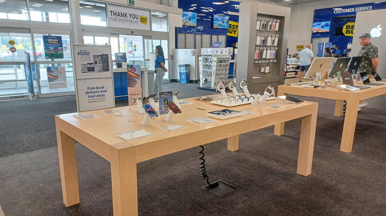 Electronics on display at a Best Buy.
