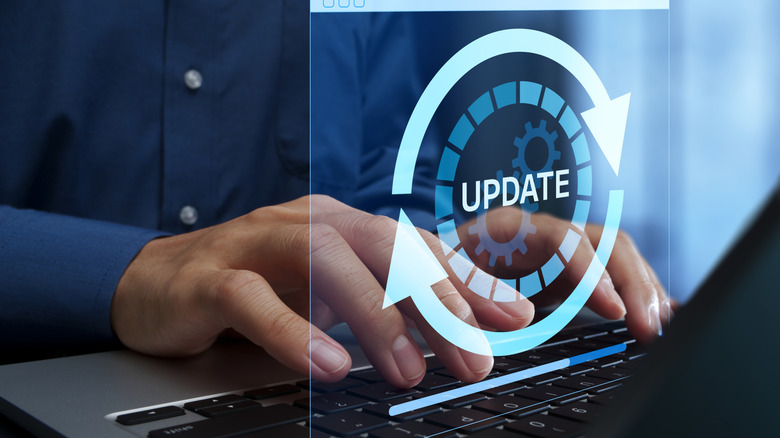 Concept of a computer receiving an update.