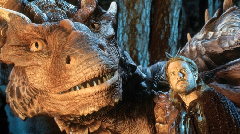 Draco and Bowen looking up in Dragonheart
