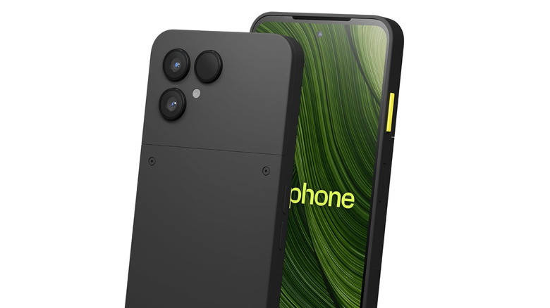 The Fairphone 6 showing the rear and front of device