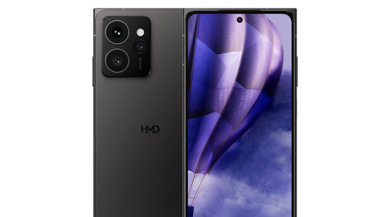 Black HMD Skyline 5G smartphone showing front and rear of device