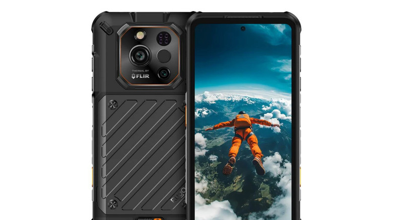 Black RugOne Xever 7 Pro smartphone showing front a rear of device