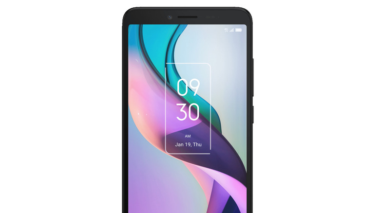 A TCL ION X smartphone displaying a lock screen