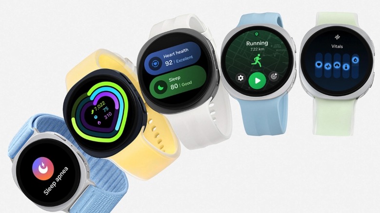 The Galaxy Watch 9 with various band options.