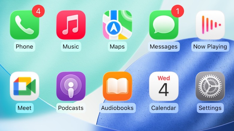 Google Meet app on a CarPlay Home Screen