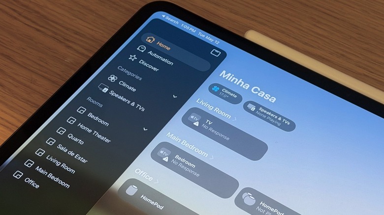 Close-Up shot of the Home app on an iPad Pro running iPadOS 26.5