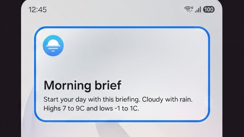 close-up samsung now brief showing on smartphone display