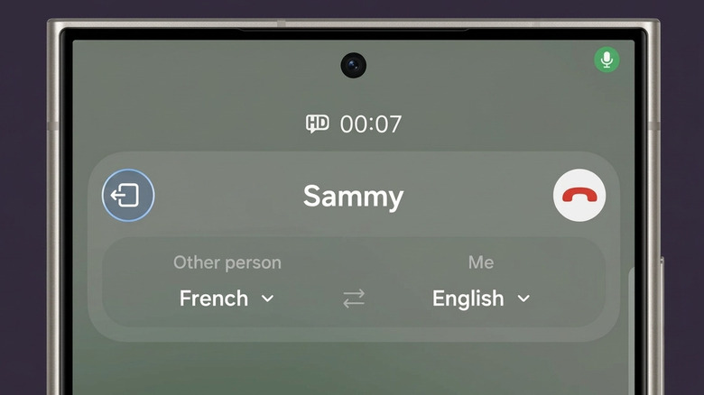 Samsung's live translate interpreter functionality running on Samsung S24 Ultra