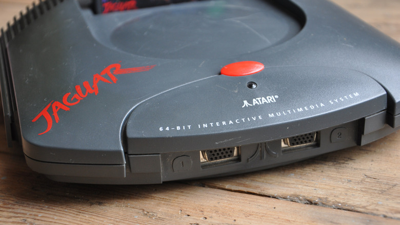 Atari Jaguar console on wooden table