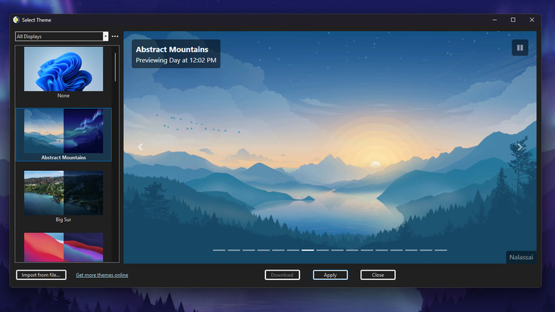 WinDynamicDesktop theme selector