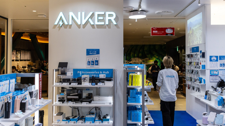 Anker products on display in a store