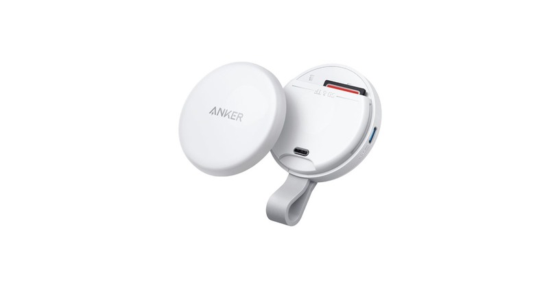 Anker USB-C adapter with SD card slots shown open on a white background.