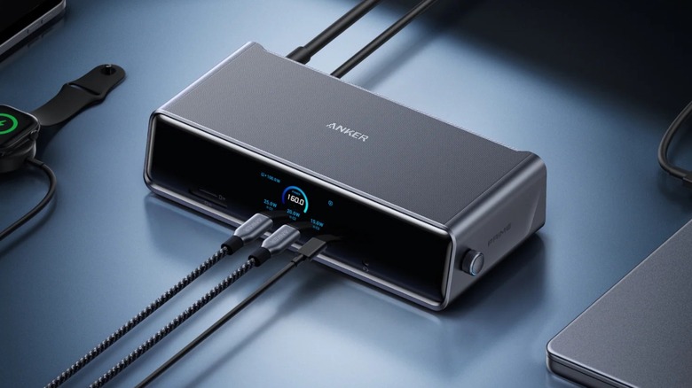 Anker docking station connected to several tech gadgets