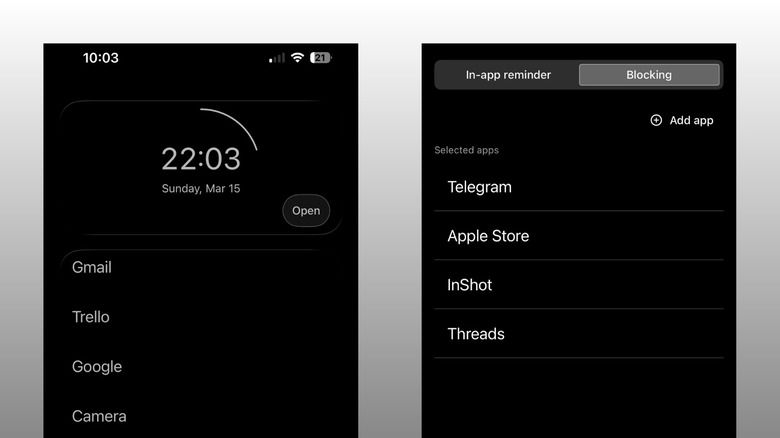 minimalist phone app setup for home screen and app blocking on iPhone