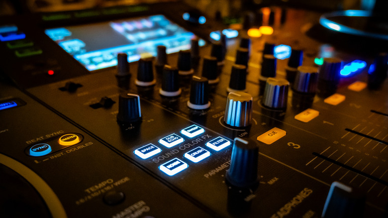 Close up of audio mixer