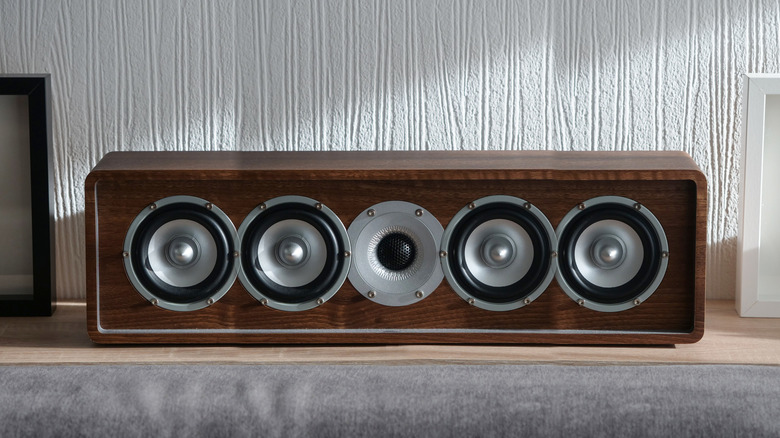 A massive center channel speaker for a home theater