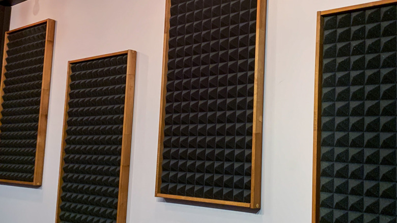 Acoustic panels used in a recording studio