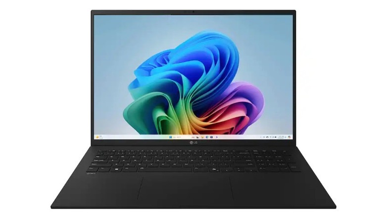 LG Gram 17 (2025) laptop showing the Windows 11 wallpaper.