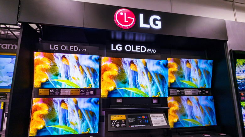 An LG OLED TV display at a retail outlet.