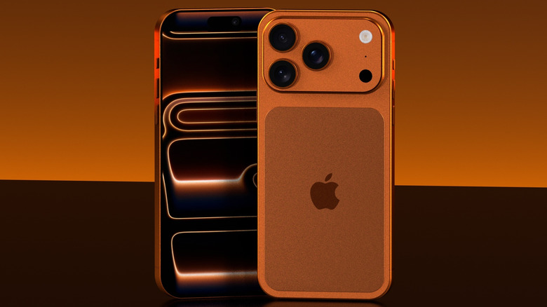 The iPhone 17 Pro Max in orange color.