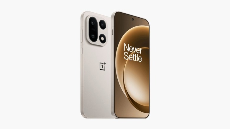OnePlus 15 showing front and rear design with triple-camera setup.