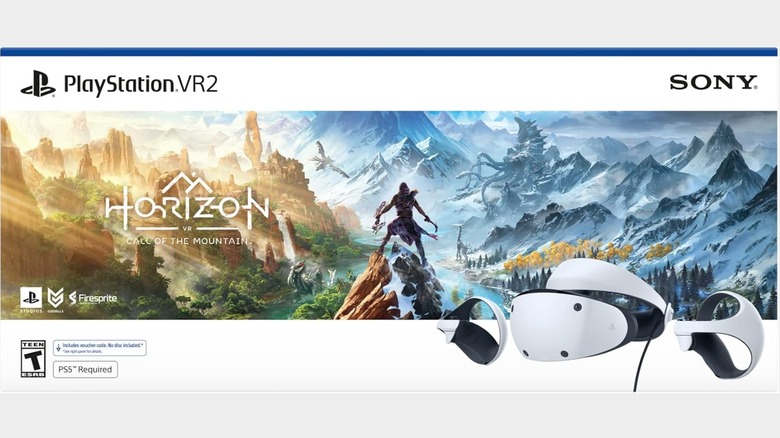 An Amazon promotional photo for the PlayStation VR2 "Horizon Call of The Mountain" gaming bundle
