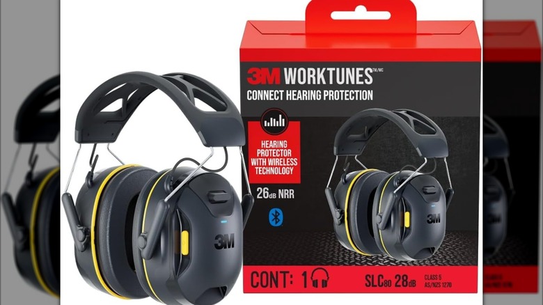 A 3M WorkTunes Connect Wireless Hearing Protector and its box.
