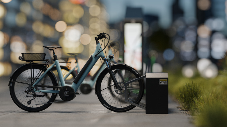 E-bike parked at city charging station