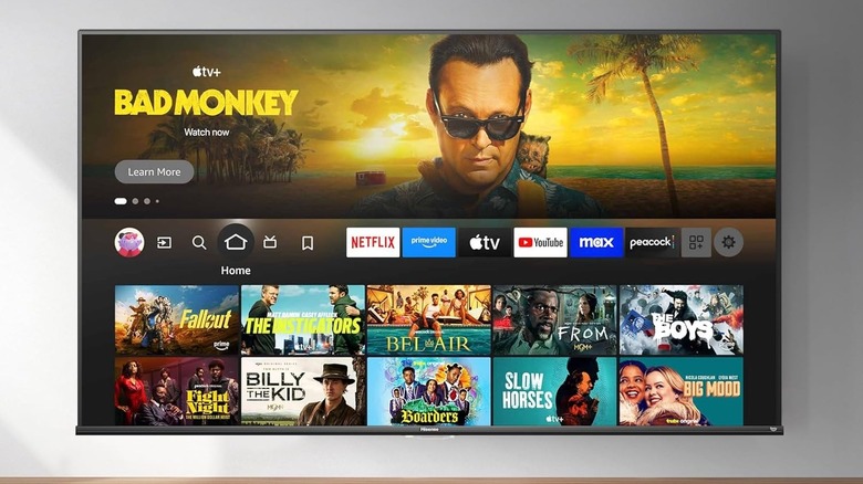 Hisense A7NF TV on a wall on home screen