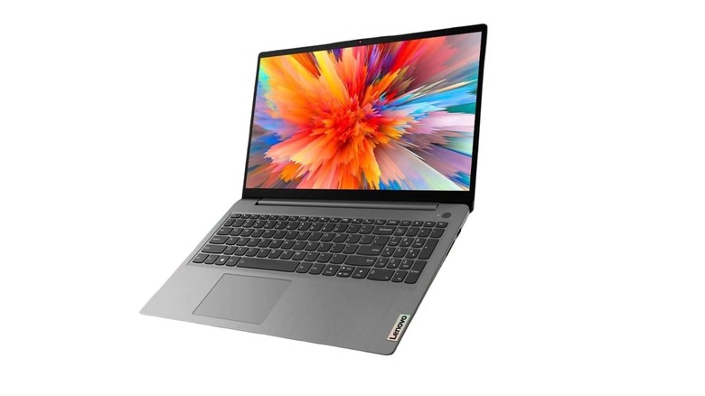 Lenovo IdeaPad 2025 Laptop with a colorful screensaver