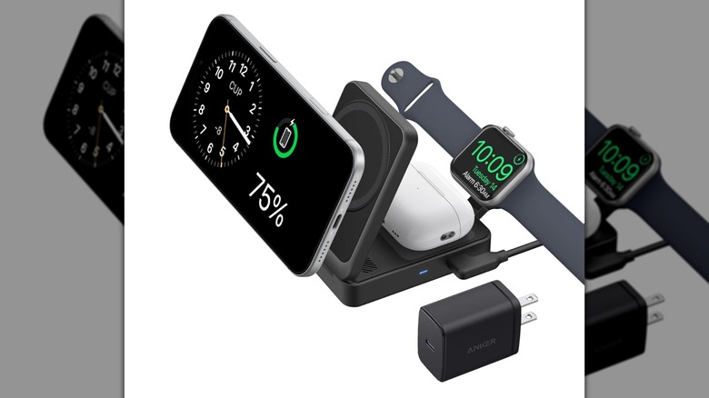 An Anker MagGo 3-in-1 charging multiple devices.