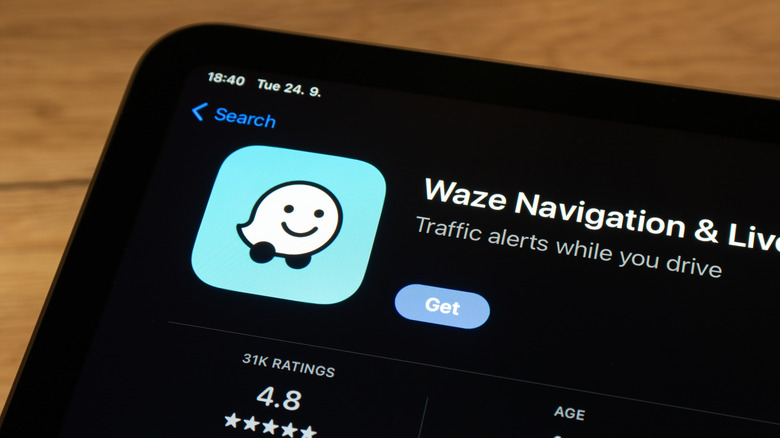 Waze Navigation & Live Traffic app listing on the Apple App Store.