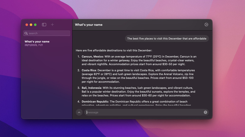 Chatting with Fullmoon AI chat app locally on Mac