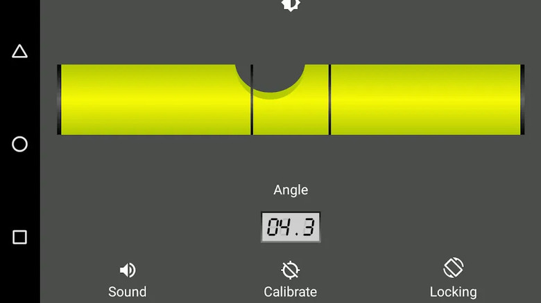 screenshot from the bubble level app