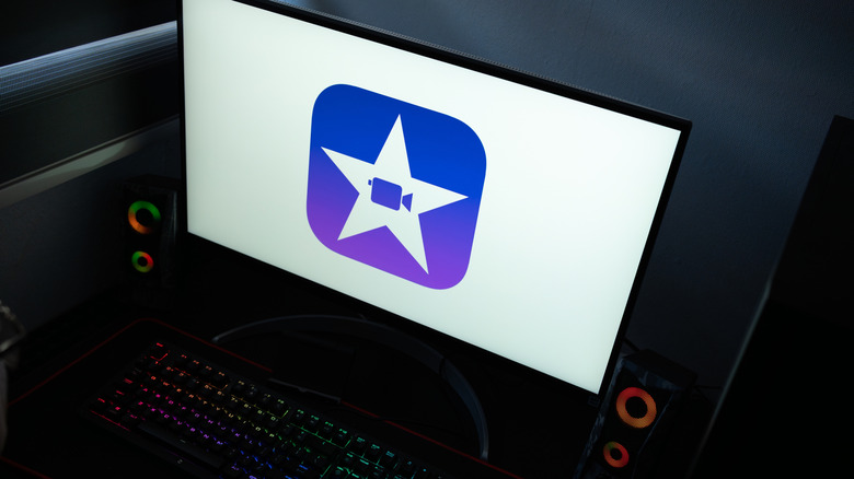 The iMovie logo on a computer monitor