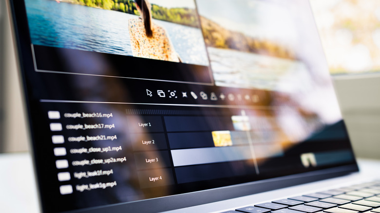 a video editing software open on a laptop screen