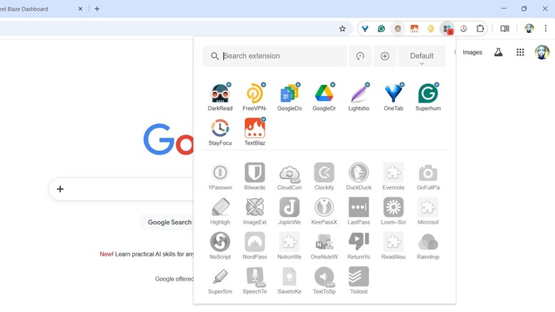 The Extension Manager extension in Google Chrome