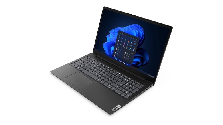 A promotional image from Sam's Club showcasing the Lenovo V15 G4 15.6" FHD Windows 11 Notebook