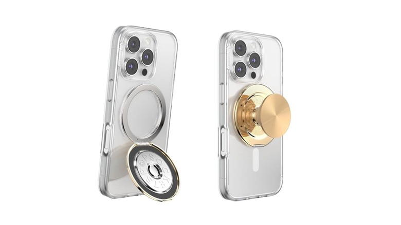 The PopSockets kickout stand in both stand and PopSocket orientations