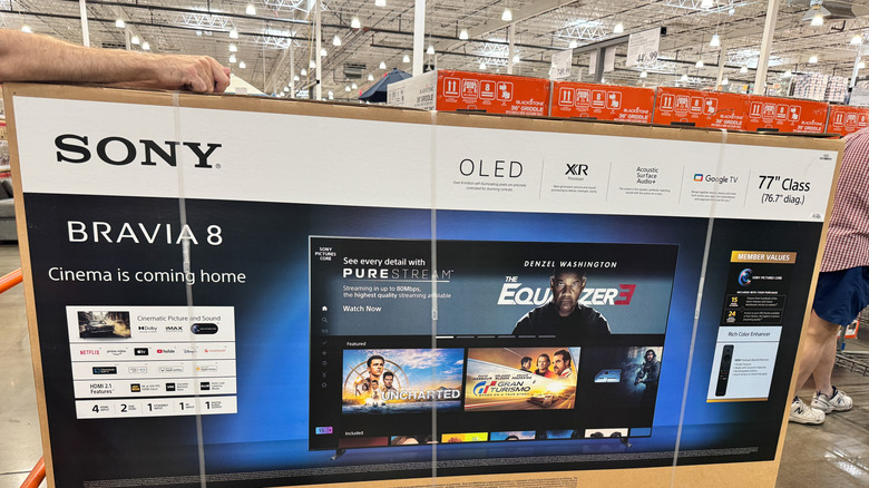 A Sony Bravia 8 OLED TV in its box.