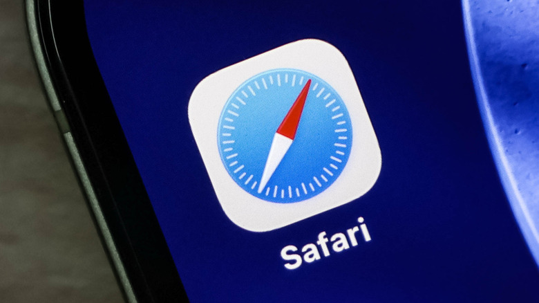 A closeup of the Apple Safari browser icon as it appears on an iPhone screen
