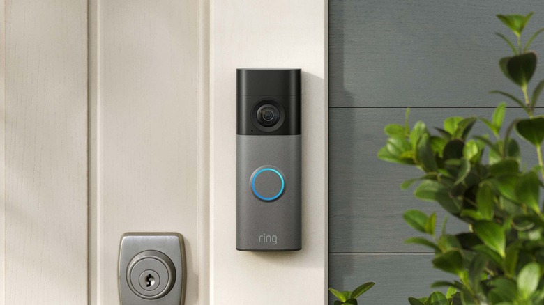 Close-up of the Ring Battery Doorbell 2K mounted outside a home