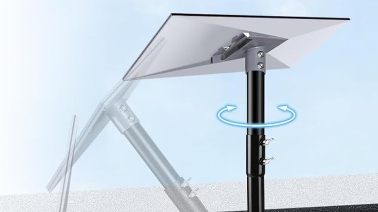 The GADFISH Adjustable Starlink Gen 3 mount connected to a Starlink Gen 3.