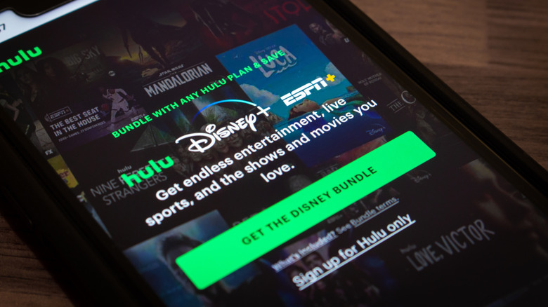 Smartphone showing Hulu, Disney+, ESPN bundle