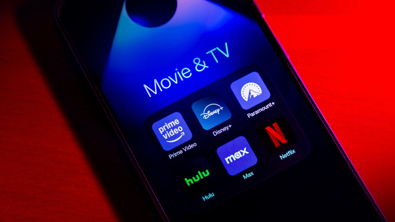 Smartphone screen showing movie and TV show streaming apps