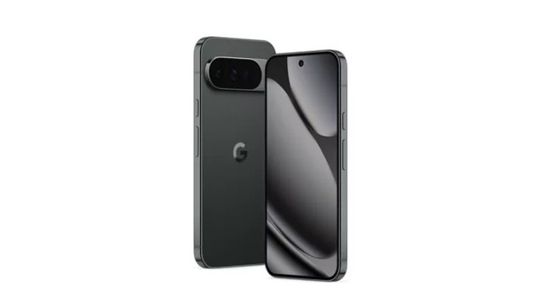 Front and back view of a Google Pixel 10 Pro XL in Obsidian