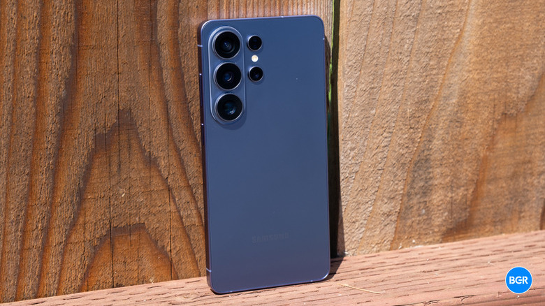 Samsung Galaxy S26 Ultra leaning on a fence