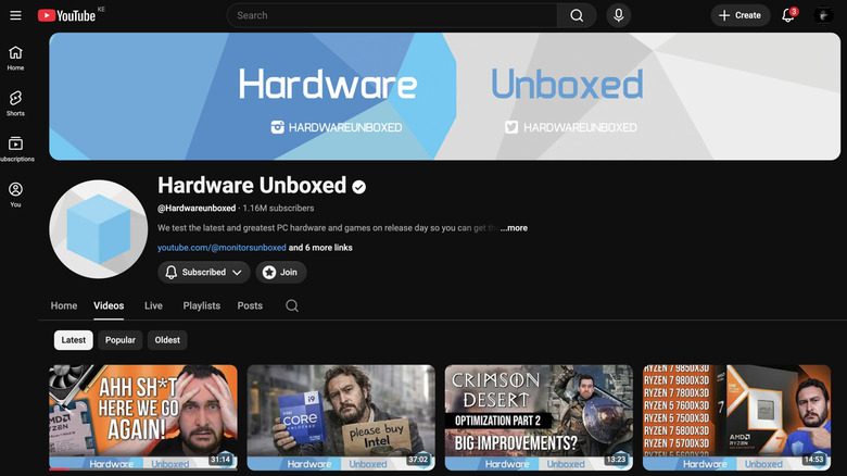 Hardware Unboxed YouTube channel