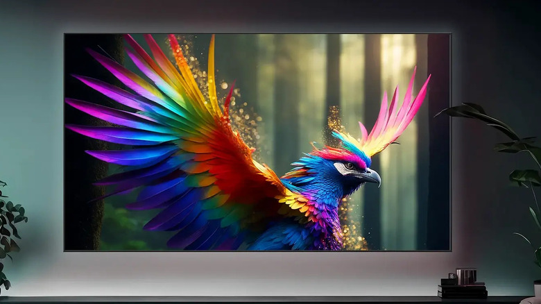Hisense U6 Series TV displaying vibrant colorful image on a wall setup.